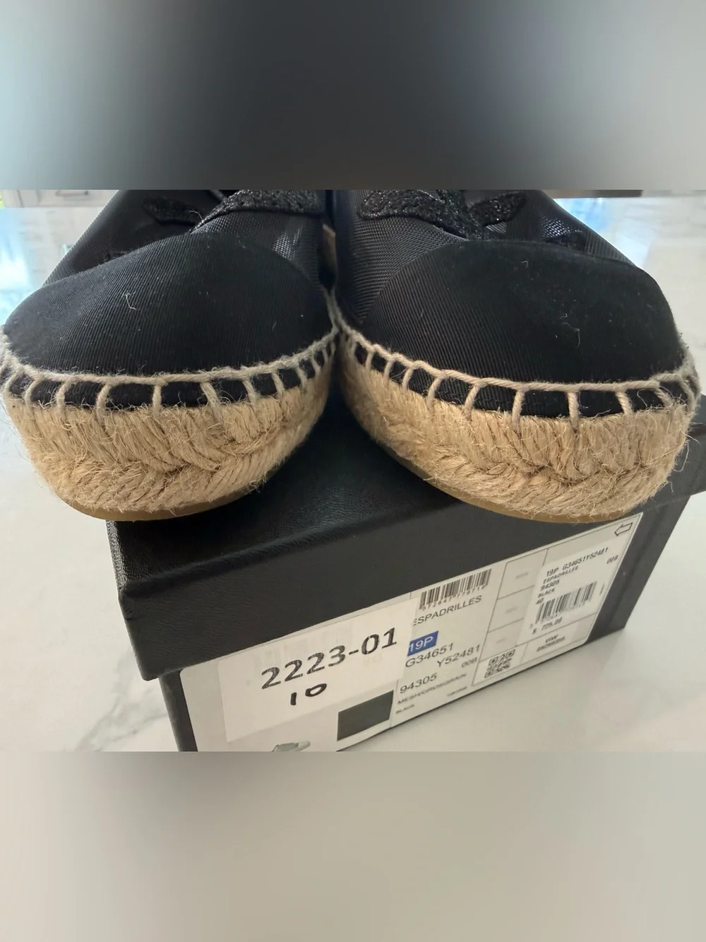 CHANEL mesh CC grosgrain black espadrilles size 40 EUC BOX & dust bag